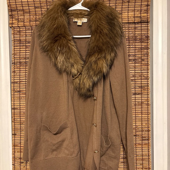 Women’s Michael Kors Faux Fur Cardigan Size L - Picture 10 of 16